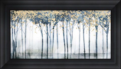 Framed Golden Blue Trees II Print
