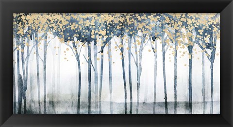 Framed Golden Blue Trees II Print