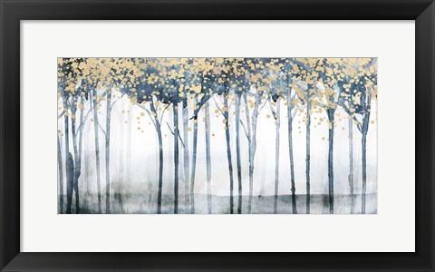 Framed Golden Blue Trees II Print