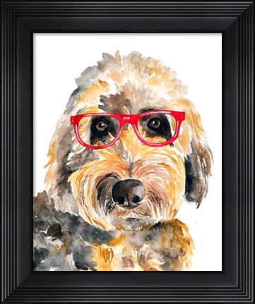 Framed Goldendoodle in Glasses Print