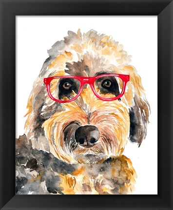 Framed Goldendoodle in Glasses Print