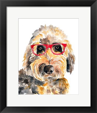 Framed Goldendoodle in Glasses Print