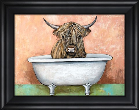 Framed Bathtime Highland Cow Print