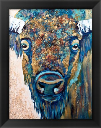 Framed Blue Bison Print