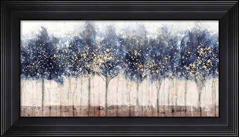 Framed Golden Blue Trees Print