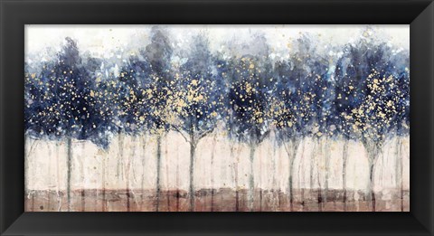 Framed Golden Blue Trees Print