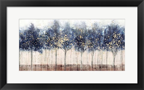 Framed Golden Blue Trees Print