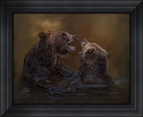 Framed Grizzlies at Play Print