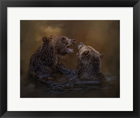 Framed Grizzlies at Play Print