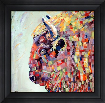 Framed Celadon Bison Print