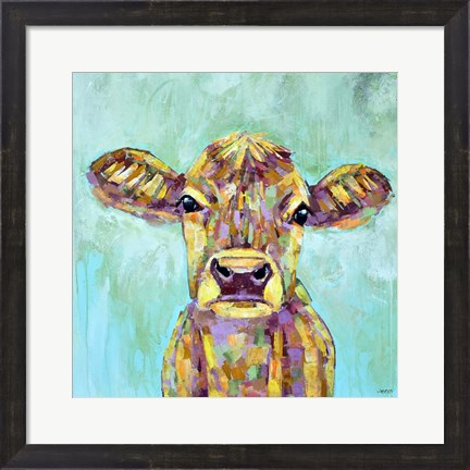 Framed Dandelion Cow Print