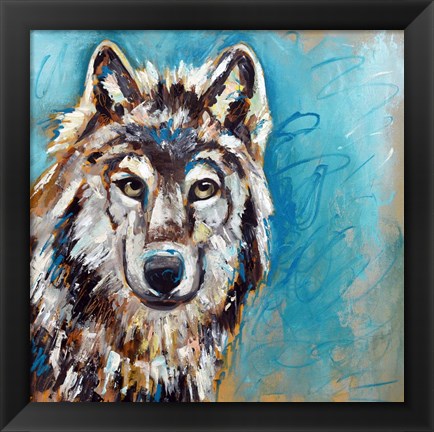 Framed Brown Wolf Print