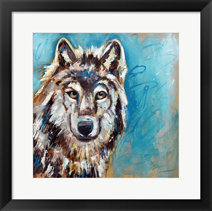 Framed Brown Wolf Print