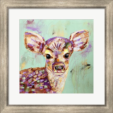 Framed Celadon Deer Print