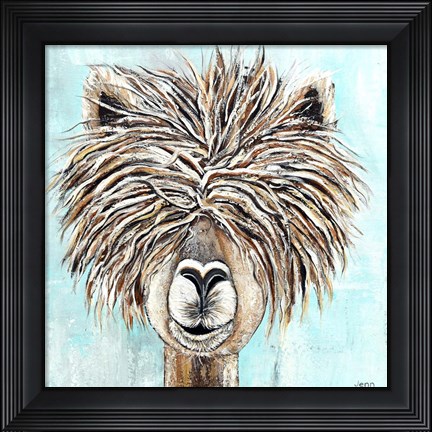 Framed Crazy Hair Llama Print