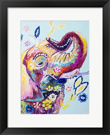 Framed Daisy Elephant Print