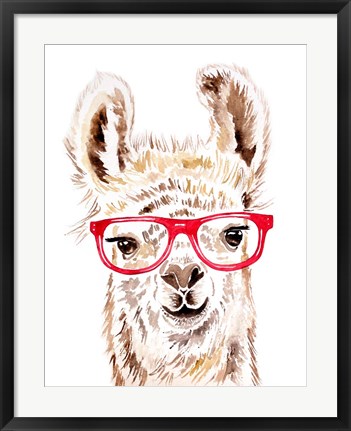 Framed Llama in Glasses Print
