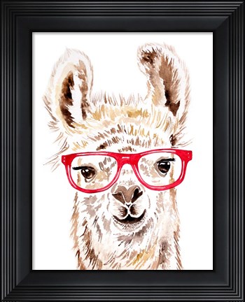 Framed Llama in Glasses Print