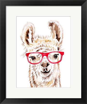 Framed Llama in Glasses Print