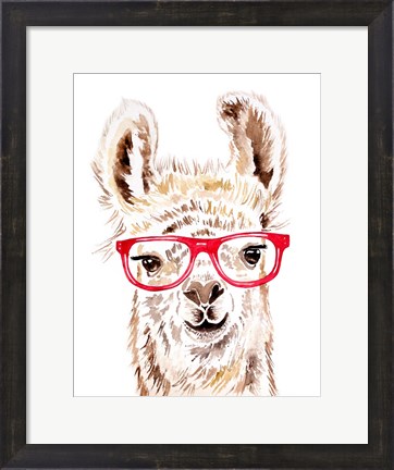 Framed Llama in Glasses Print