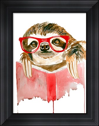 Framed Reading Sloth Print