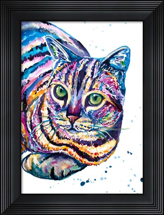 Framed Colorful Tabby Cat Print