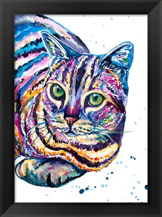 Framed Colorful Tabby Cat Print