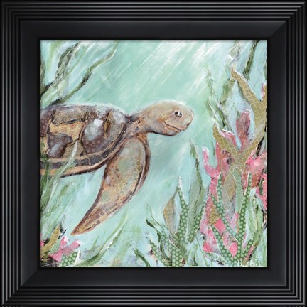 Framed Sea Turtle in Sunlight Print