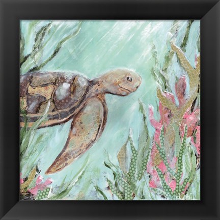 Framed Sea Turtle in Sunlight Print