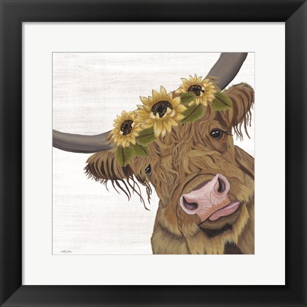 Framed Sunflower Highland Print