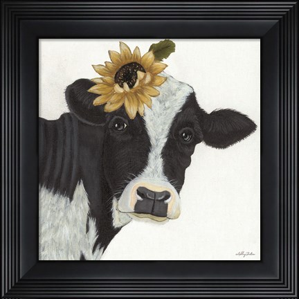 Framed Sunflower Cow Print