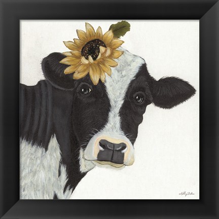 Framed Sunflower Cow Print