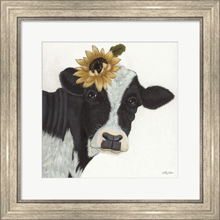 Framed Sunflower Cow Print