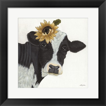 Framed Sunflower Cow Print