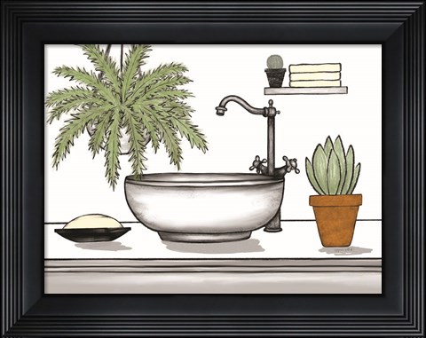 Framed Bathroom Plants II Print