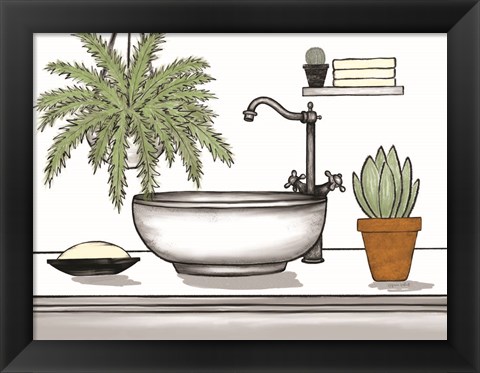 Framed Bathroom Plants II Print