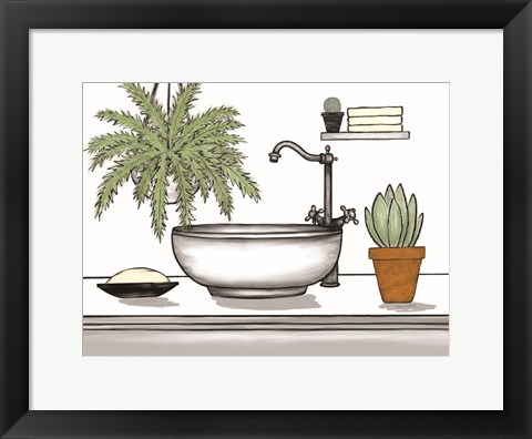 Framed Bathroom Plants II Print