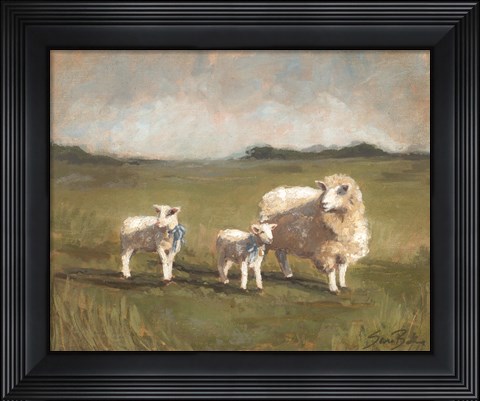 Framed Sheep in the Pasture III Print