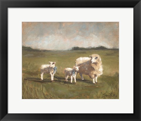 Framed Sheep in the Pasture III Print