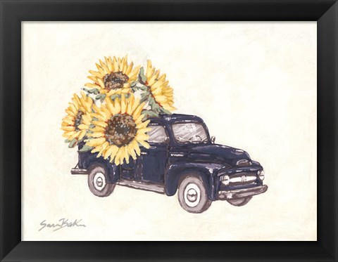 Framed Sunflower Farm Truck Print