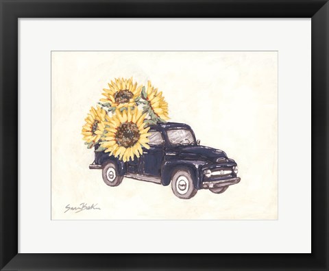 Framed Sunflower Farm Truck Print