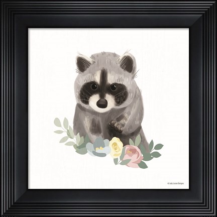 Framed Floral Raccoon Print