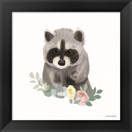 Framed Floral Raccoon Print