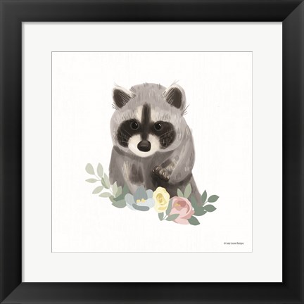 Framed Floral Raccoon Print