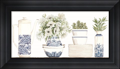 Framed Chinoiserie Shelf I Print