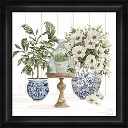 Framed Chinoiserie Florals I Print