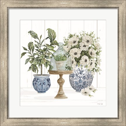 Framed Chinoiserie Florals I Print