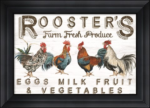 Framed Rooster&#39;s Farm Fresh Produce Print