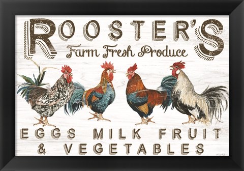 Framed Rooster&#39;s Farm Fresh Produce Print