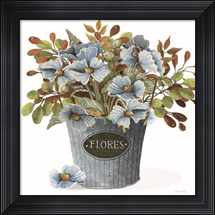 Framed Blue Spice Floral Print